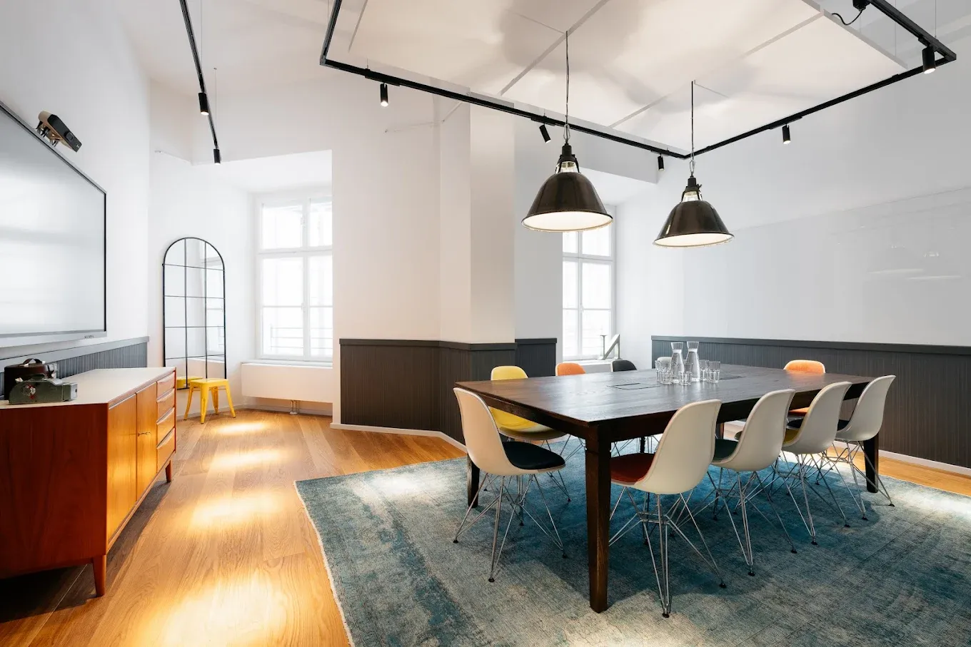 Bright meeting room with a conference table